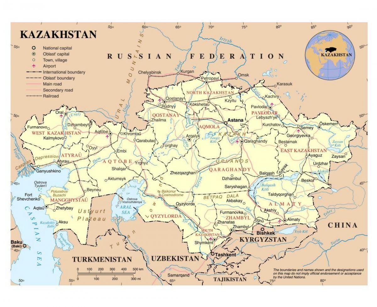 지도의 공항 카자흐스탄
