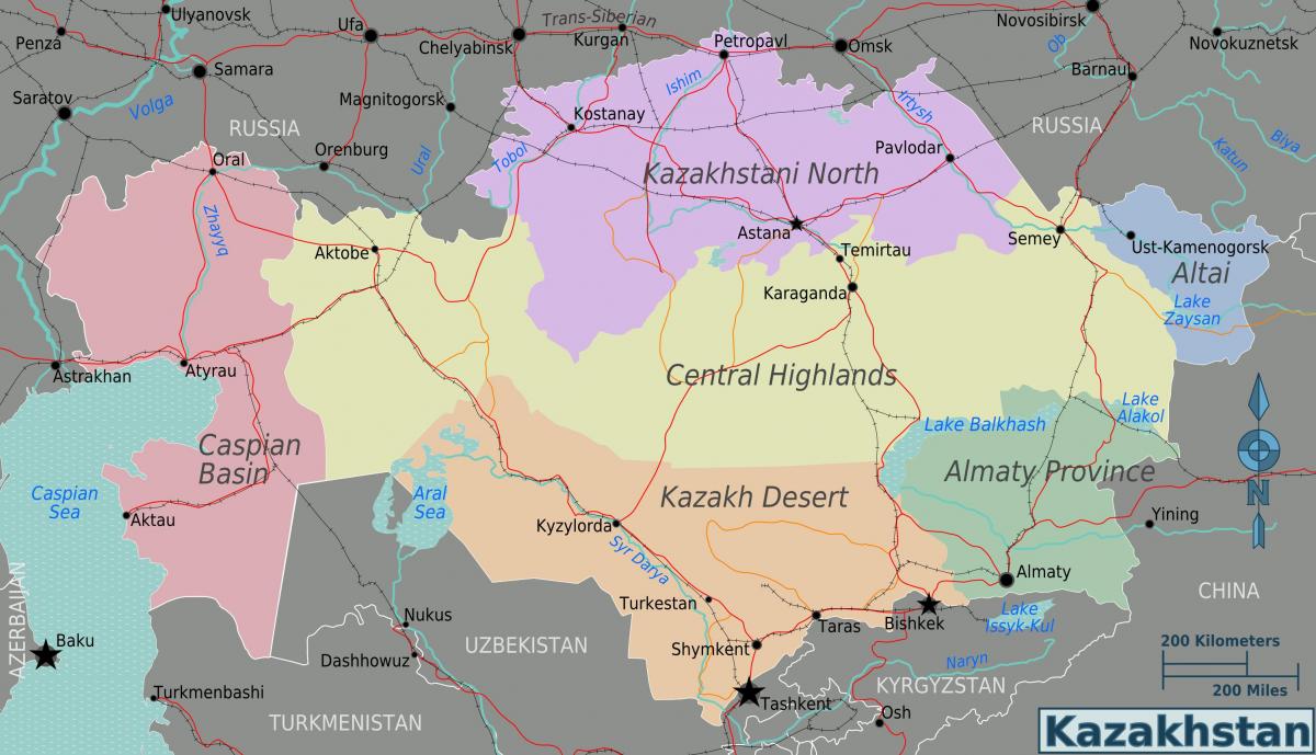지도:카자흐스탄 지역